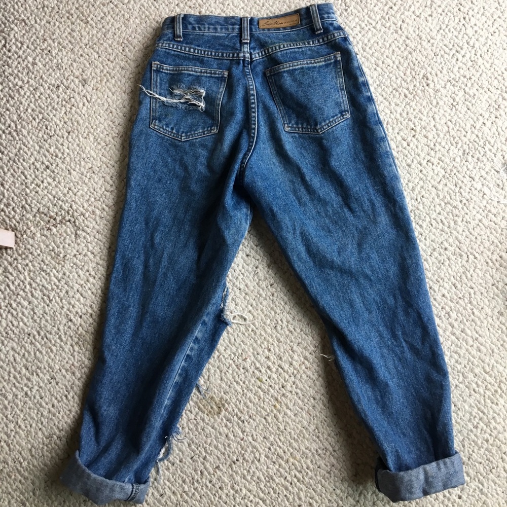 button up high waisted ripped mom jeans